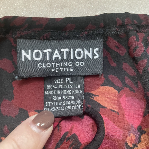 Vintage Y2K Notations Shirt Women Petite Large Black Red Floral Whimsigoth Fairy - Picture 5 of 10